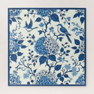 Puzzle Flores y aves azules y blancas de Chinoiserie