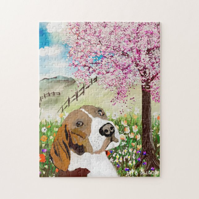 Puzzle Flores y Beagle de primavera 2020 (Vertical)