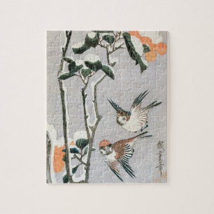 Puzzle Flores y camelia en la nieve de Ando Hiroshige