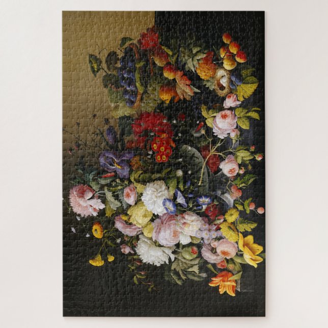 Puzzle Flores y frutas antiguas de vida (Vertical)