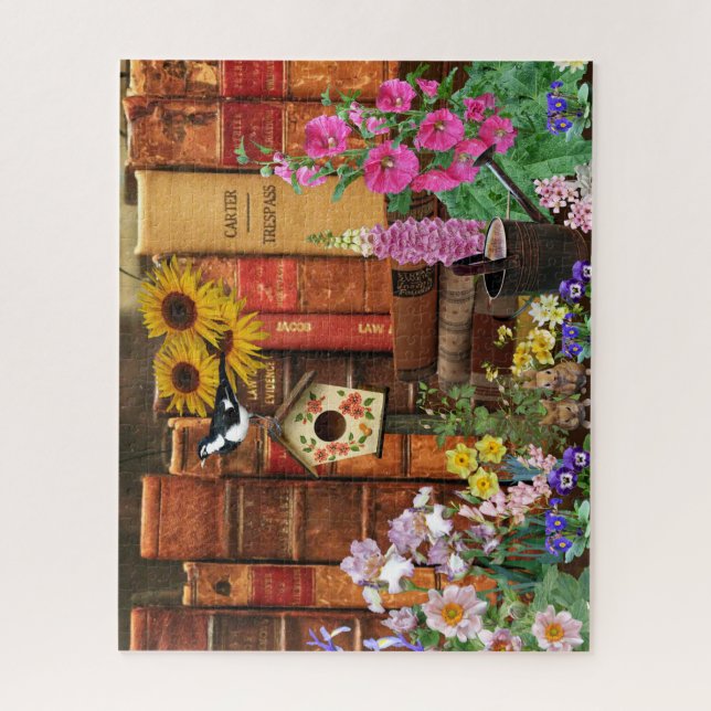 Puzzle Flores y libros (Vertical)