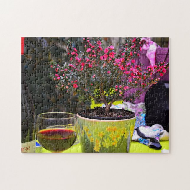Puzzle Flores y vino rosados en París (Horizontal)