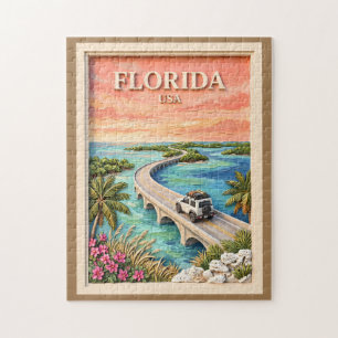 Puzzle Florida Keys USA Viaje Vintage Tropical Viaje por