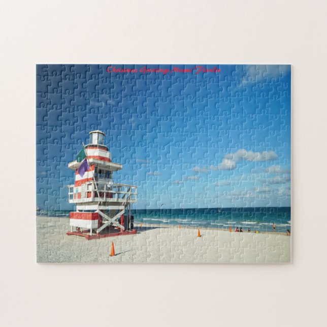 Puzzle Florida Miami Beach. Saludos navideños (Horizontal)