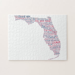 Puzzle Florida USA Jerga Palabra Mapa de Arte Rompecabeza