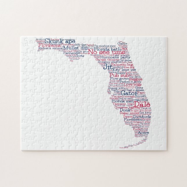 Puzzle Florida USA Jerga Palabra Mapa de Arte Rompecabeza (Horizontal)