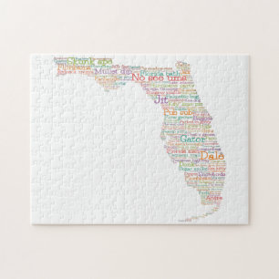Puzzle Florida USA: Mapa de arte de palabras jerárquicas