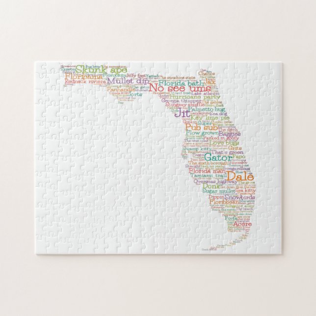 Puzzle Florida USA: Mapa de arte de palabras jerárquicas (Horizontal)