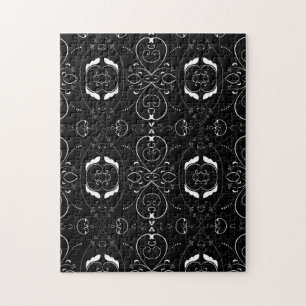 Puzzle Florituras blancas elegantes en negro