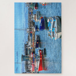 Puzzle Flota de Brixham: Barcos Coloridos y Vida en el Pu