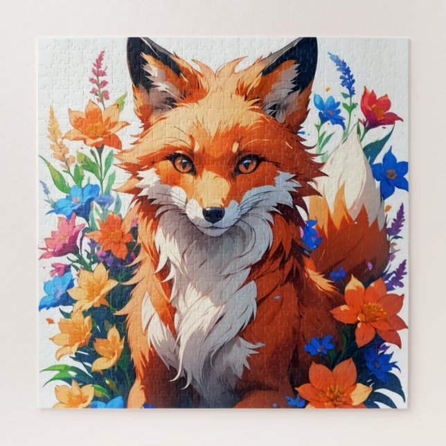 Puzzle Flower Fox (Vertical)