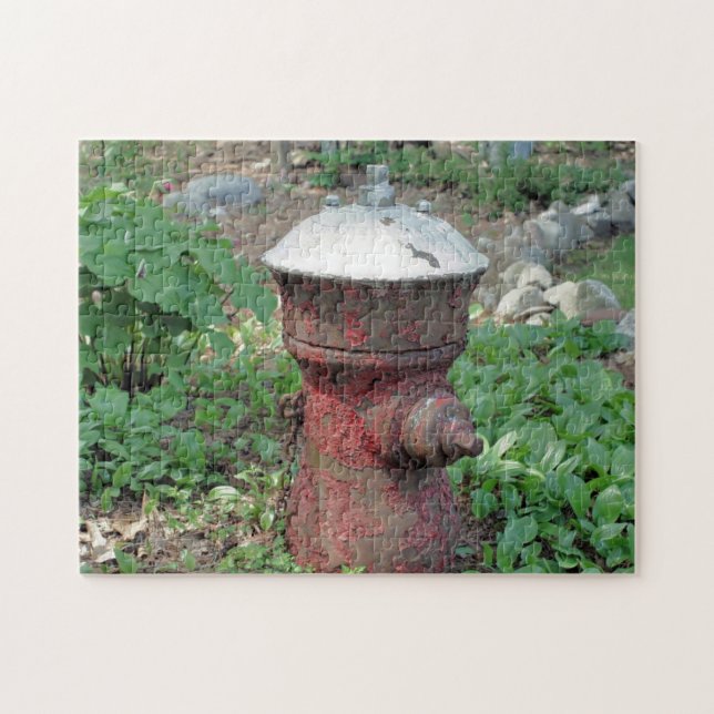 Puzzle Flower Garden Rusty Fire Hydrant  (Horizontal)