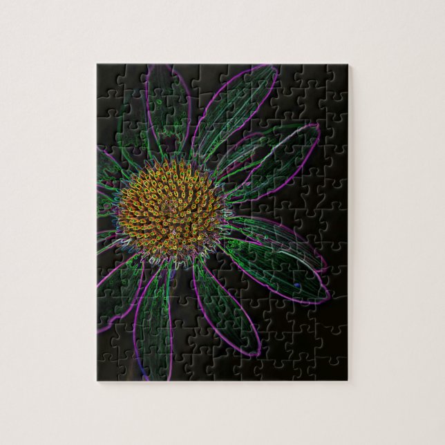 Puzzle Flower power de neón ligero negro (Vertical)