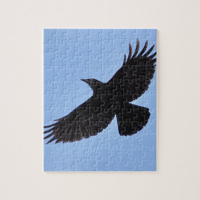 Puzzle Flying Black Raven Corvid Crow lover Photo Design (Vertical)