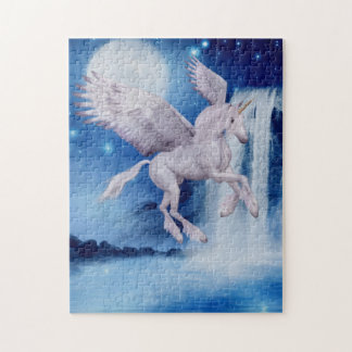 Puzzle Flying Unicorn Waterfall Fantasy Horse Art