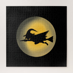 Puzzle Flying Witch Silhouette