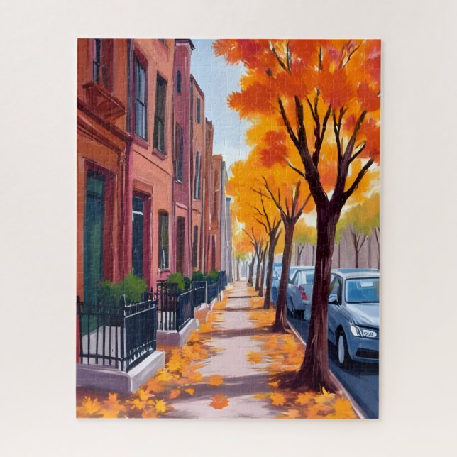 Puzzle Follaje de otoño de Boston acuarela (Vertical)
