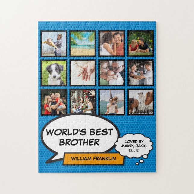 Puzzle Folleto de fotos divertido hermano genial azul cóm (Vertical)