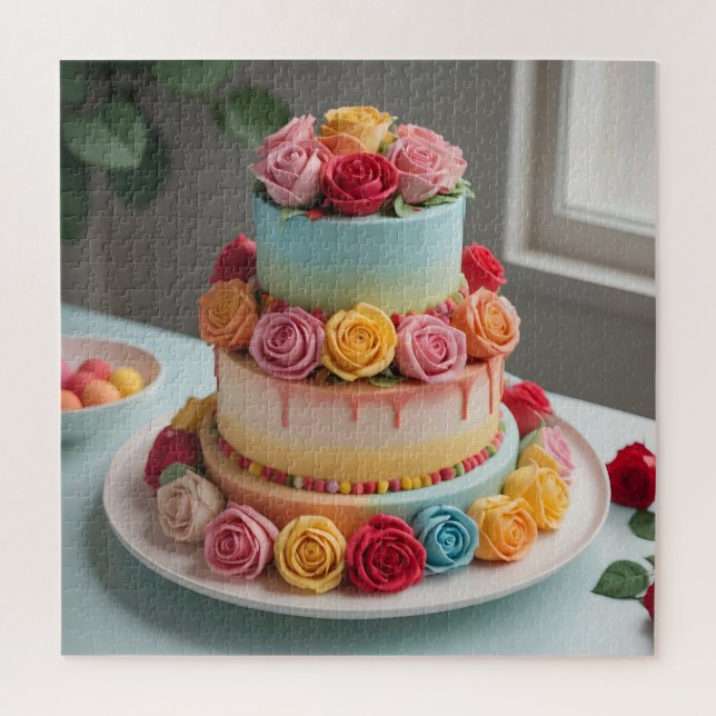 Puzzle Fondant Boda Cake (Vertical)