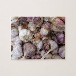 Puzzle Fondo de ajo rosado con bombillas de ajo enteras