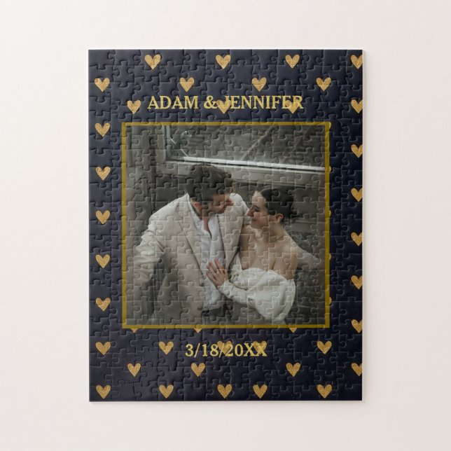 Puzzle Fondo de los corazones fotográficos personalizados (Vertical)