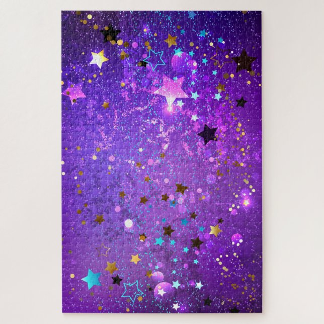 Puzzle Fondo de Relieve metalizado púrpura con estrellas (Vertical)