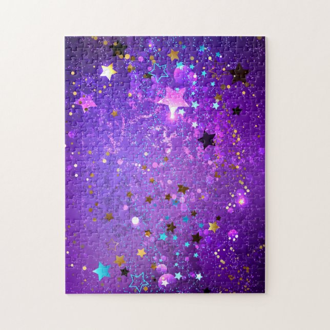 Puzzle Fondo de Relieve metalizado púrpura con estrellas (Vertical)