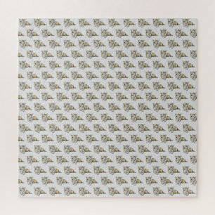 Puzzle Fondo gris del patrón de perro de Corgi corto