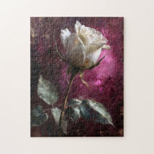 Puzzle Fondo morado de la rosa blanca