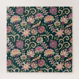 Puzzle Fondo Oscuro Rosa Floral Sin Precedentes