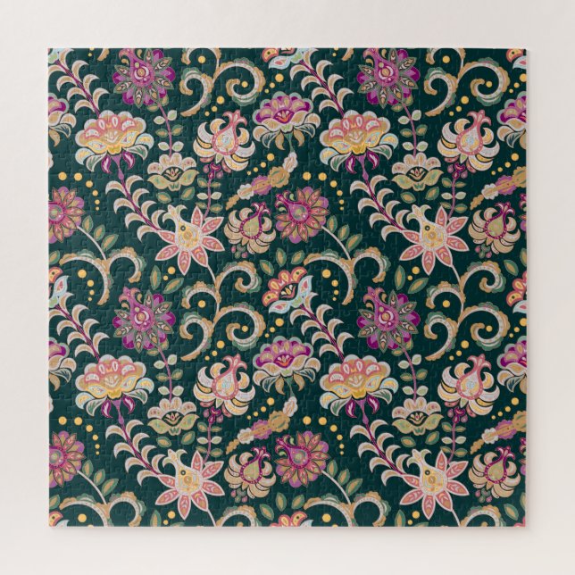 Puzzle Fondo Oscuro Rosa Floral Sin Precedentes (Vertical)