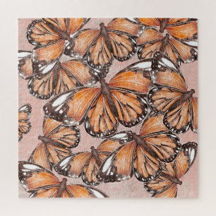 Puzzle Fondo rosa de las mariposas del Almirante Rojo