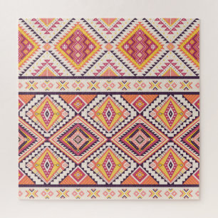 Puzzle Fondo tribal azteca a rayas sin soldadura