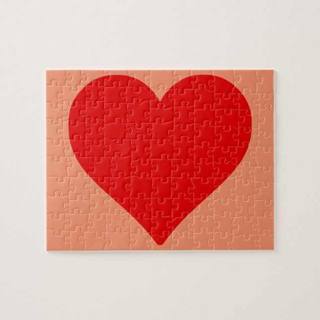 Puzzle Forma de corazón rojo Amor Clásico Minimalismo sim (Horizontal)