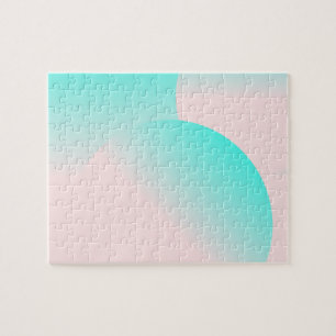Puzzle Forma Orgánica Pastel Rosa Moderno Verde Azul
