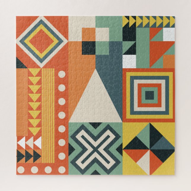 Puzzle Formas geométricas, fondo simple plano. (Vertical)