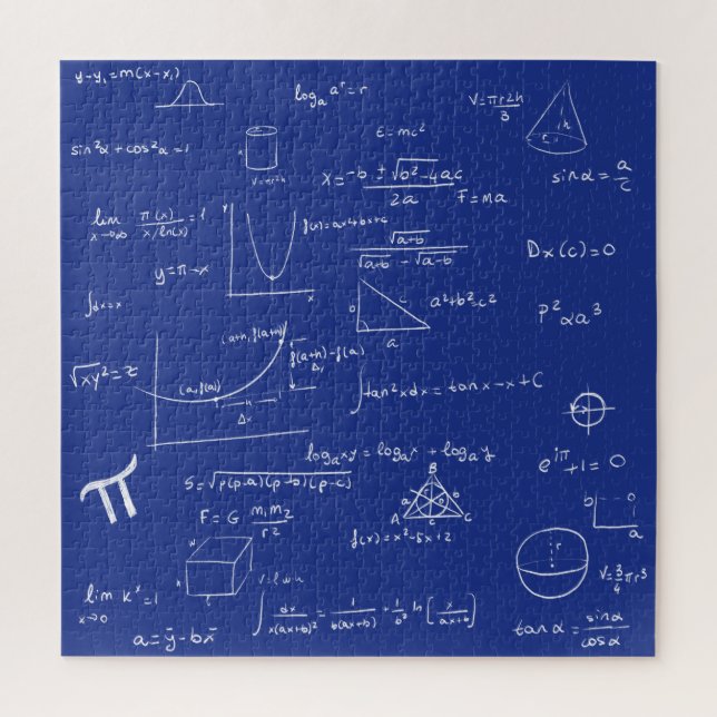 Puzzle Fórmulas Matemáticas Ecuaciones Azul y Blanco (Vertical)