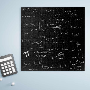 Puzzle Fórmulas y ecuaciones matemáticas en blanco y negr
