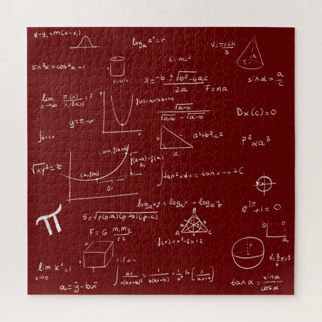Puzzle Fórmulas y ecuaciones matemáticas granate (Vertical)