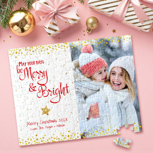 Puzzle Foto Alegre Brillante Escritura Dorado Brillo Rojo