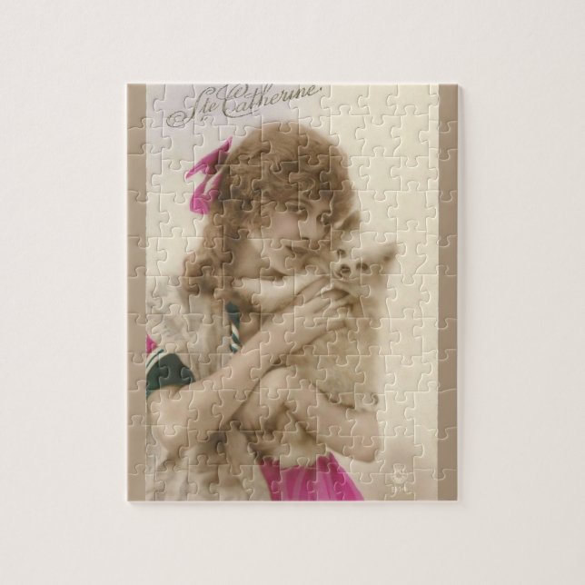 Puzzle Foto antigua: mujer victoriana y perro (Vertical)