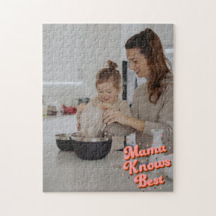 Puzzle Foto con letra rosa marrón Mama Knows Best