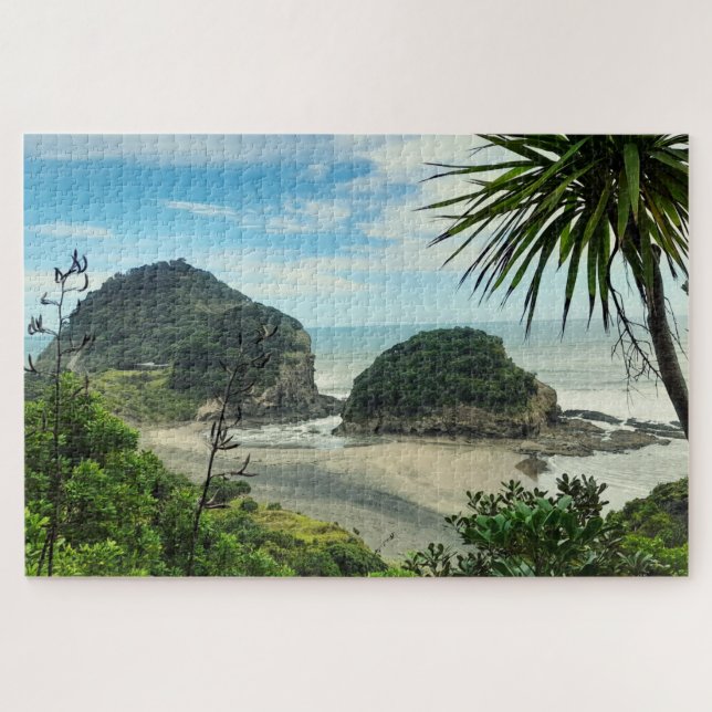 Puzzle Foto costera de la playa de Bethells Idyllic (Horizontal)