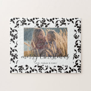 Puzzle Foto de Black White Rococo Merry Christmas