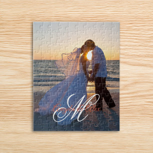 Puzzle Foto de boda con monograma elegante
