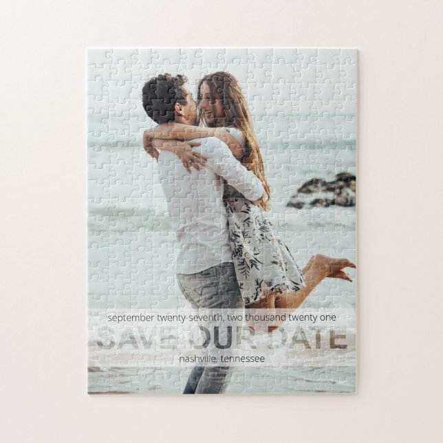 Puzzle Foto de boda moderna Guarde nuestra fecha (Vertical)