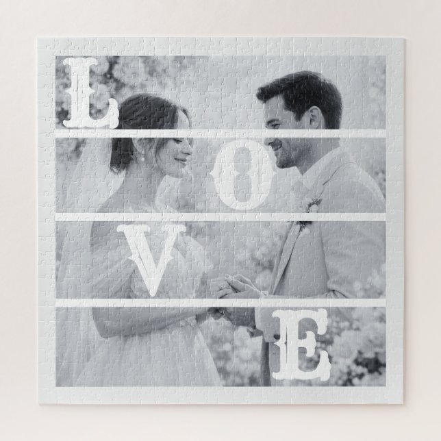 Puzzle Foto de boda personalizada "AMOR" (Vertical)