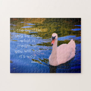 Puzzle Foto de cisne blanco con cita motivacional