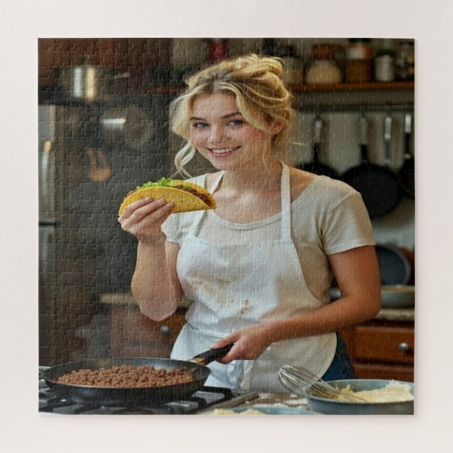 Puzzle Foto de comer tacos personalizar (Vertical)