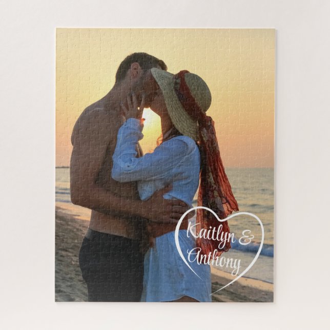 Puzzle Foto de Couple Love Heart Personalizada (Vertical)